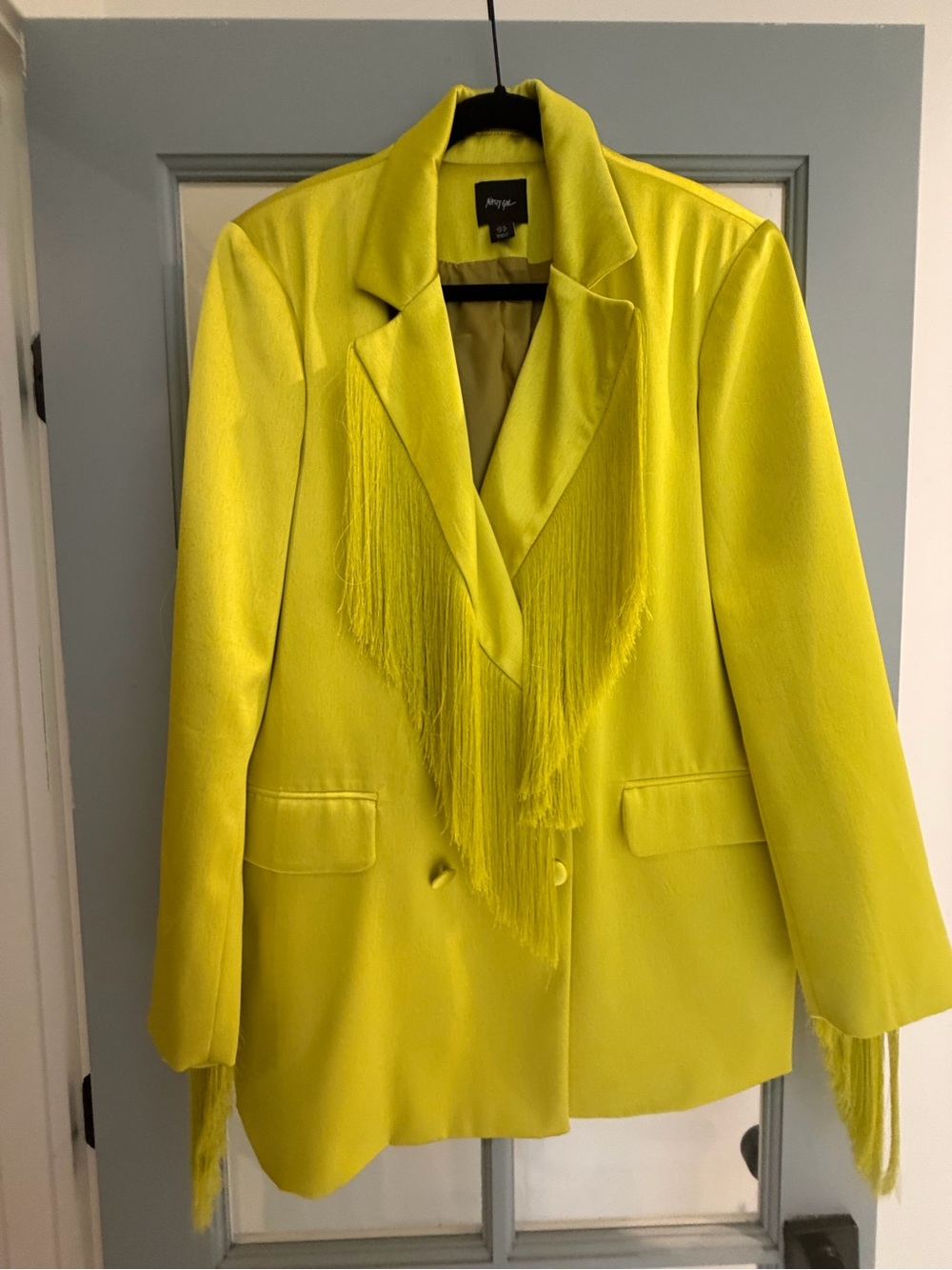 Nasty Gal Neon Yellow Fringe Blazer Jacket